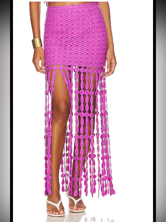 SAYLOR Dresses & Skirts - Elie pink crochet cactus fringe skirt by sailor .